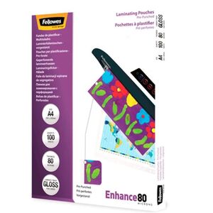 FUNDA PLASTIFICACION A4 216X303 80 MICRAS 100H FELLOWES