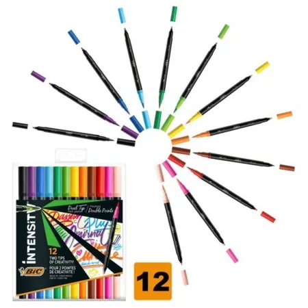 Rotulador Bic Intesity Doble Punta Fina/Pincel 12 Colores