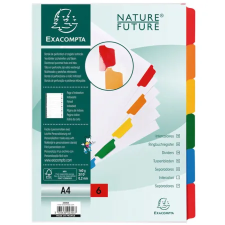 Separadores Exacompta Cartulina Blanca 160Gr. 6 Posiciones