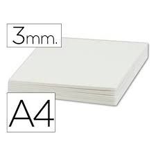 CARTON PLUMA A4 3MM BLANCO