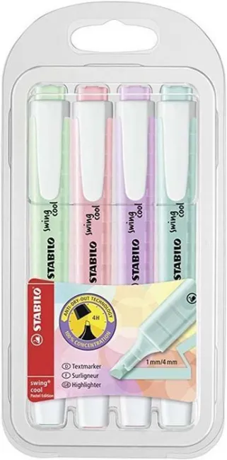 Rotulador Stabilo Swing 4 Colores Pastel