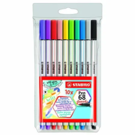 Rotulador Stabilo Pen-68 Brush 10 Colores