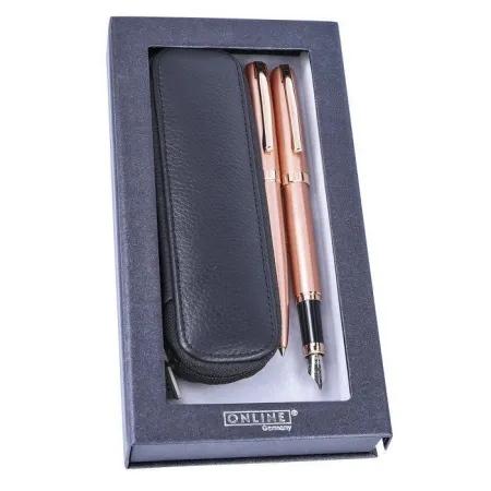 Boligrafo y Pluma Online Eleganza Rose Style + Estuche Cuero