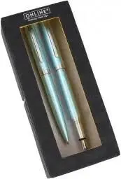 Juego Boligrafo y Pluma Eleganza Turquesa Satin