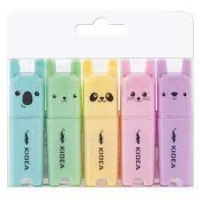 MARCADORES 5UD PASTEL DISEÑO KAWAII COLORES SURTIDOS