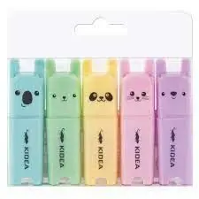 Marcadores 5Ud Pastel Diseño Kawaii Colores Surtidos