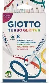 Rotulador Giotto C/8 Turbo Glitter Purpurina Colores Surtid
