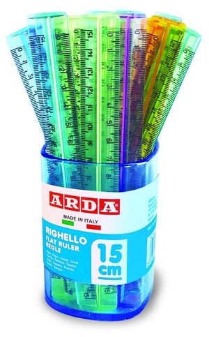 REGLA PLASTICO 15CM COLORES