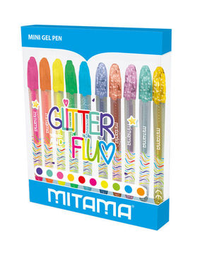 SET DE 10 MINI BOLIGRAFOS GLITTER & NEON