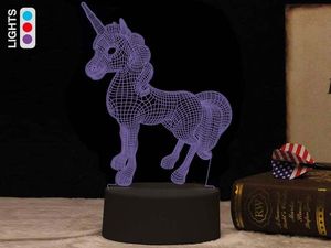 LAMPARA LED 3D UNICORNIO