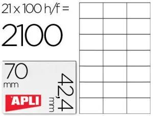 ETIQUETA ADH APLI 70X42,4 100H 21U/H 2100UD