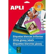 ETIQUETAS APLI BLANCAS BRILLANTES FOTOS 10H 199,6X289,1