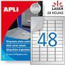 ETIQUETA ADH APLI 45,7X21,2 20H 48U/H PLATA MATE 