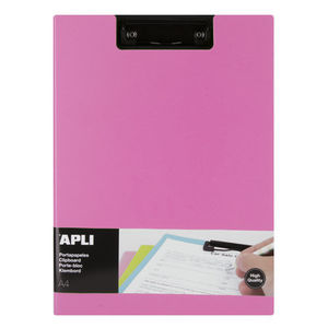 CLIPBOARD PP FOAM + SOLAPA COL.ROSA A4