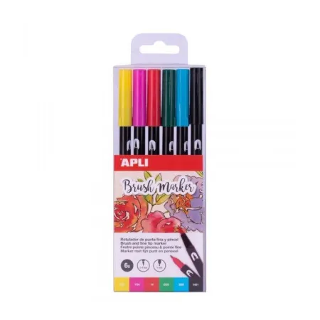Rotulador Pincel Duo Colores Surtido 6 u.