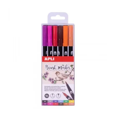 Rotulador Pincel Duo Colores Surtidos 12 ud.
