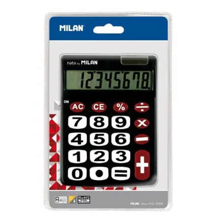 Calculadora Milan 8 Digitos Teclas Grandes Negra/Roja