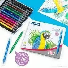 Rotulador Milan Doble Punta 12 Colores Caja Metal
