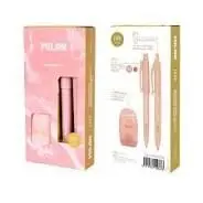 Caja Regalo Lava Rosa Milan Boligrafo+Portaminas+Sacapuntas