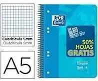 Bloc Oxford A5 5X5 T. plastico 120H 90Gr Colores European Book 5