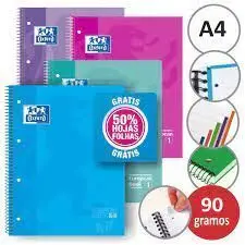 Bloc Oxford A4 5X5 T. extradura 120H 90Gr Colores Pastel European Book 5 Colores
