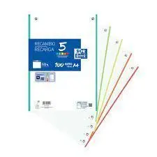 Recambio Oxford A4 Liso 100H 90Gr 5 Colores