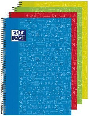 BLOC OXFORD A4 4X4 T.EXTRADURA 80H 90GR AZUL MATEMATICAS