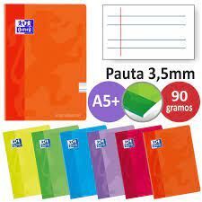 LIBRETA OXFORD A5 3.5MM PAUTA TC 48H 90GR COLORES