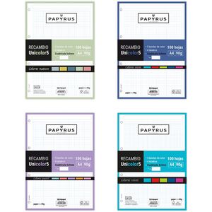RECAMBIO UNI A4 4X4 100H 90GR 5 COLORES