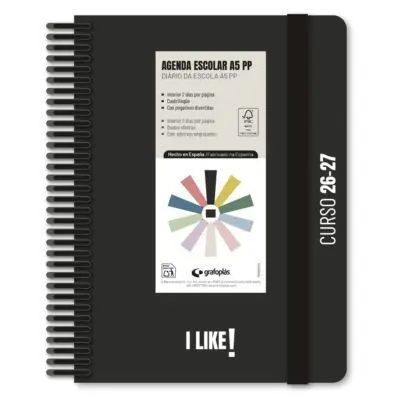 Agenda Escolar A5 26/27 D/P Pp I Like Negra Grafoplas