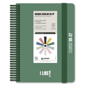 AGENDA ESCOLAR A5 26/27 D/P PP I LIKE VERDE GRAFOPLAS