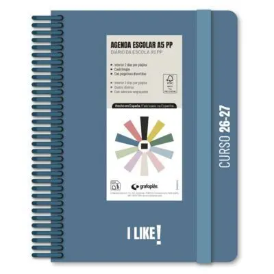 Agenda Escolar A5 26/27 D/P Pp I Like Azul Metalizado Grafoplas