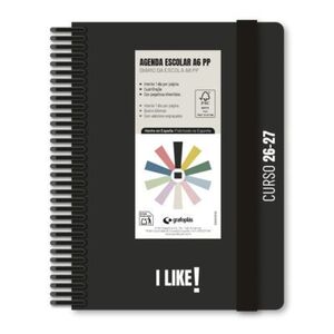AGENDA ESCOLAR A6 D/P PP I LIKE NEGRA GRAFOPLAS