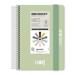 AGENDA ESCOLAR A6 D/P PP I LIKE VERDE CLARO GRAFOPLAS