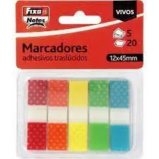 Marcadores Adhes. 5Colores X20U. 12X45 Vivos