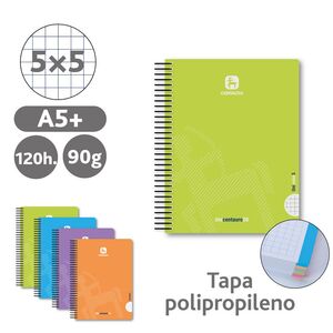 BLOC ESPIRAL A5 PP 120H. 90G. 5X5 COLORES