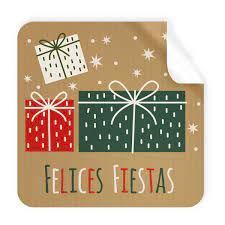 ETIQUETAS REGALO KRAFT FELICES FIESTAS 250UD