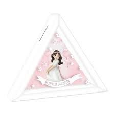 HUCHA TRIANGULAR COMUNION NIÑA 19,8X19,8X8 CM