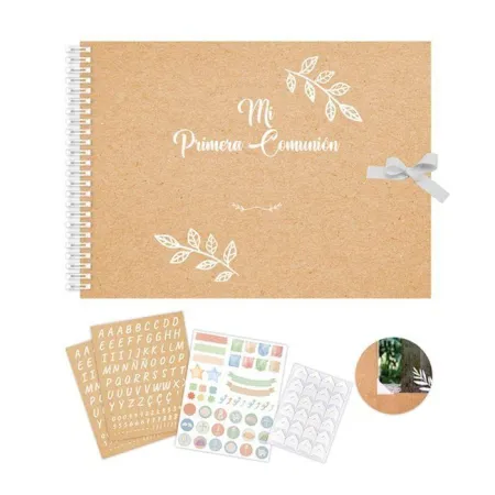 Libro Comunion Natural Personaliz. Con Letras Numeros y Peg