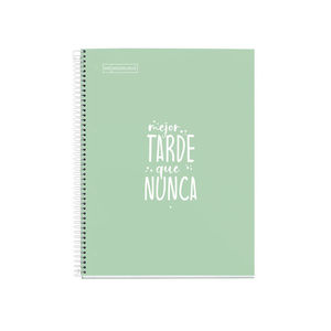 CUADERNO TAPA DURA A4 CUADRO 5MM 80H MESSAGES MR MENTA