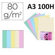 PAPEL A3 80G 100H COLORES PASTEL SURTIDOS