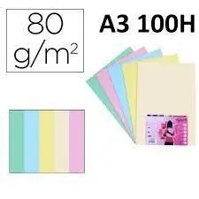 Papel A3 80G 100H Colores Pastel Surtidos