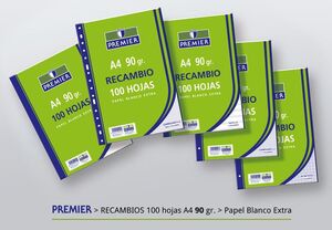 RECAMBIO PREMIER A4 100H 90GR 4 TALADROS 