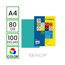 PAPEL CAMPUS A4 80GR. 100H AZUL TURQUESA