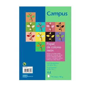 PAPEL CAMPUS A4 80GR 100H VERDE NEON