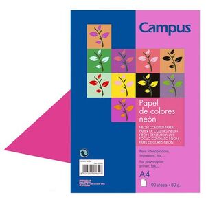 PAPEL A4 CAMPUS 80GR 100H ROSA NEON
