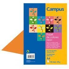 PAPEL A4 CAMPUS 80GR 100H NARANJA NEON