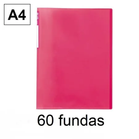 Carpeta A4 60 Fundas Plus Translucida Rosa