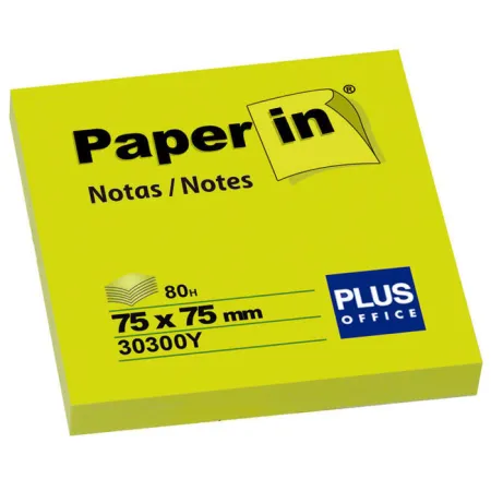 Notas Adhesivas Paper In 75X75 1U Amarillo Neon