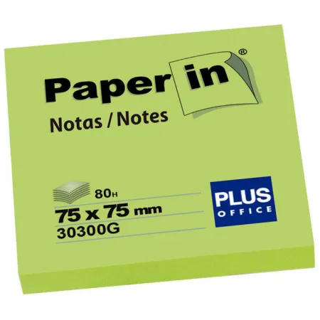 Notas Adhesivas Paper In 75X75 1U Verde Neon